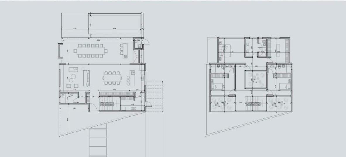 Planta de vivienda de dos niveles